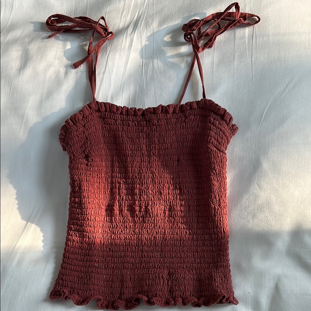 Elegant Burgundy Smocked Top